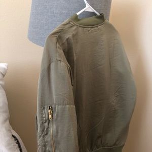 Satin army green bomber jacket